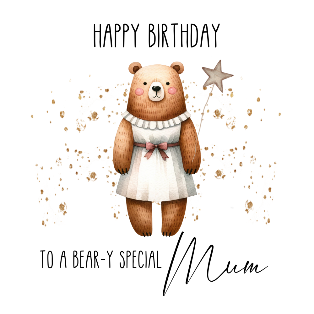 BEAR BIRTHDAY CARD OLDER FEMALE