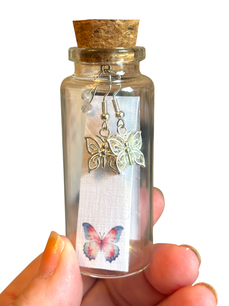 HANDMADE BUTTERFLY EARRINGS IN A BOTTLE