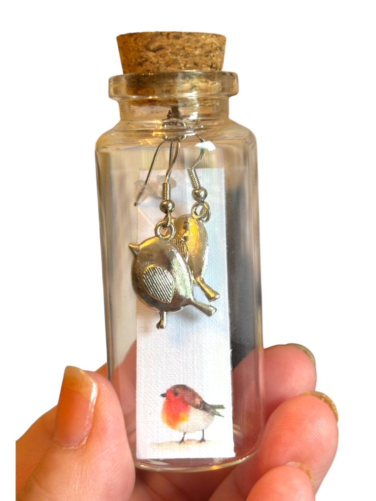 HANDMADE ROBIN NECKLACE IN A BOTTLE