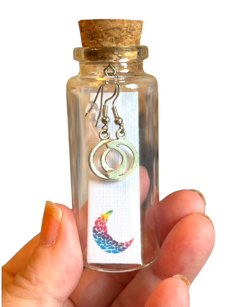 HANDMADE CRESCENT MOON EARRINGS IN A BOTTLE