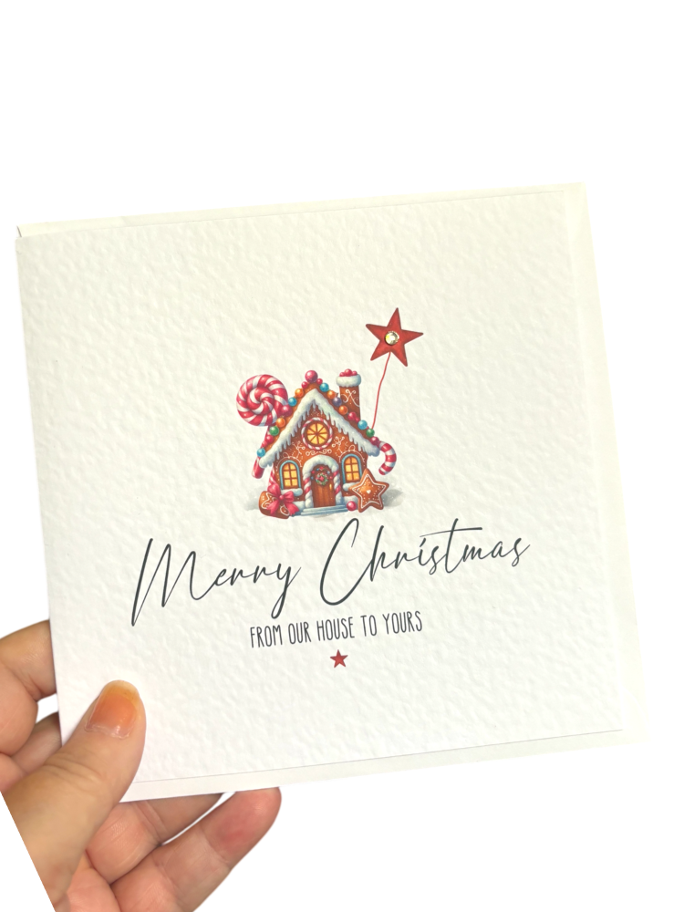 PACK OF 5 CHRISTMAS GINGERBREAD HOUSE CARDS