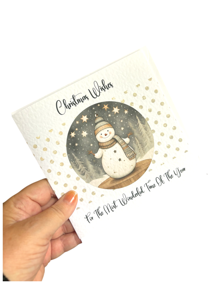 PACK OF 5 CHRISTMAS WISHES SNOWMAN CARDS