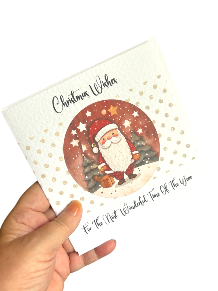 PACK OF 5 CHRISTMAS WISHES SANTA CARDS