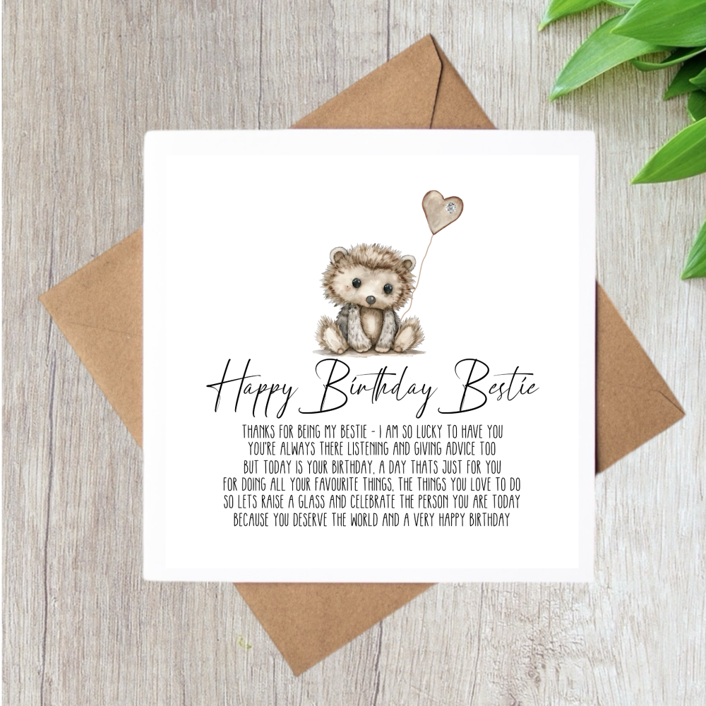 HEDGEHOG HAPPY BIRTHDAY BESTIE VERSE