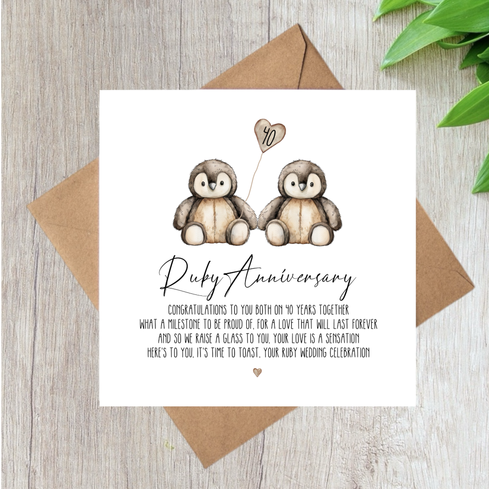 PENGUIN RUBY WEDDING ANNIVERSARY VERSE