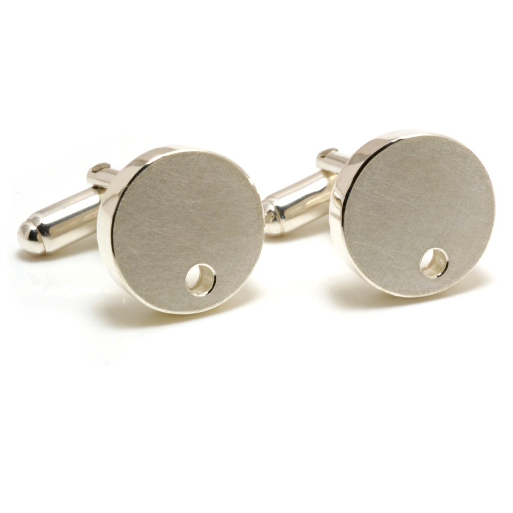 Silver hollow cuff links with hole detail