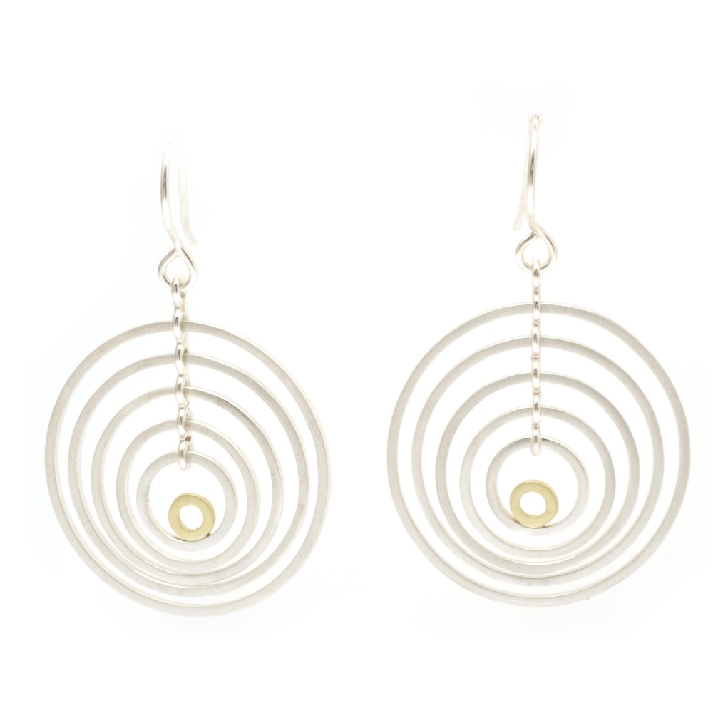 Multiple circle dancing earrings with gold ring detail