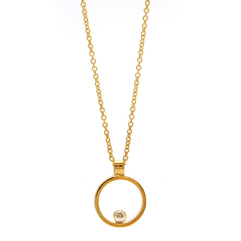Gold vermeil with silver ball mini pendant