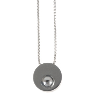 Silver mini pod pendant with silver concave detail