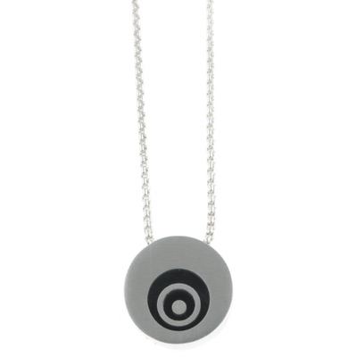Mini pod pendant with silver concentric detail