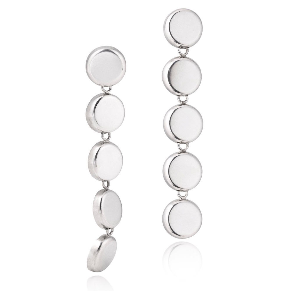 Stunning silver long dangle radius dots earrings