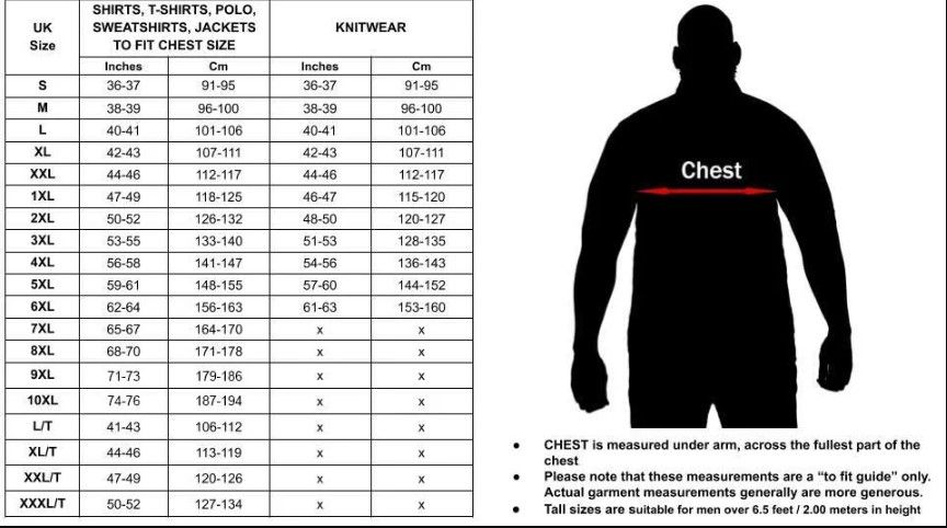 Duke tops size guide