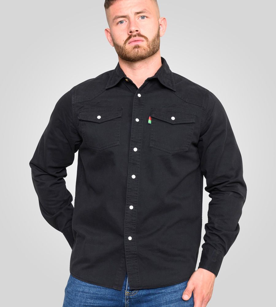 Western Style Denim Shirt, Black
