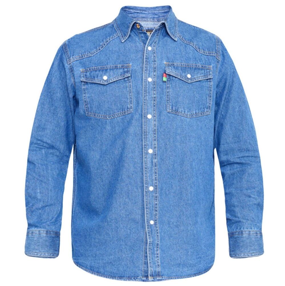 Western Style Denim Shirt, Stonewash Blue