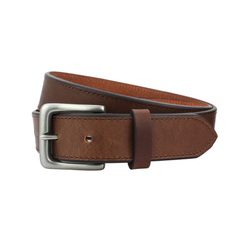 30mm Block Edged Leather Belt in Brown or Black