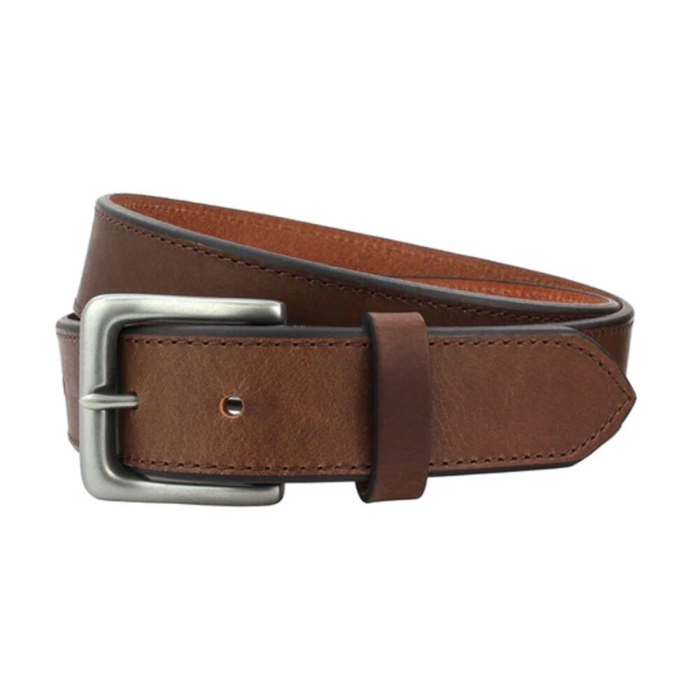 35mm Chamfer-edged Leather Belt in Brown or Black, chinos, jeans