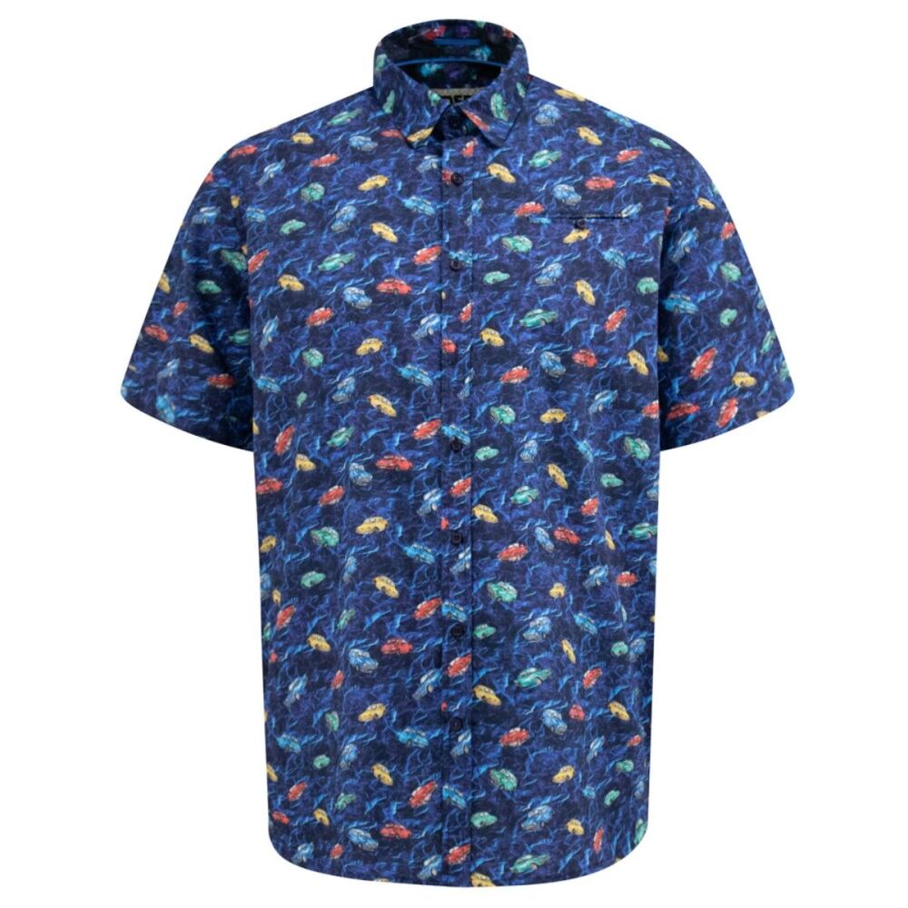Retro Car Print Short Sleeve Shirt