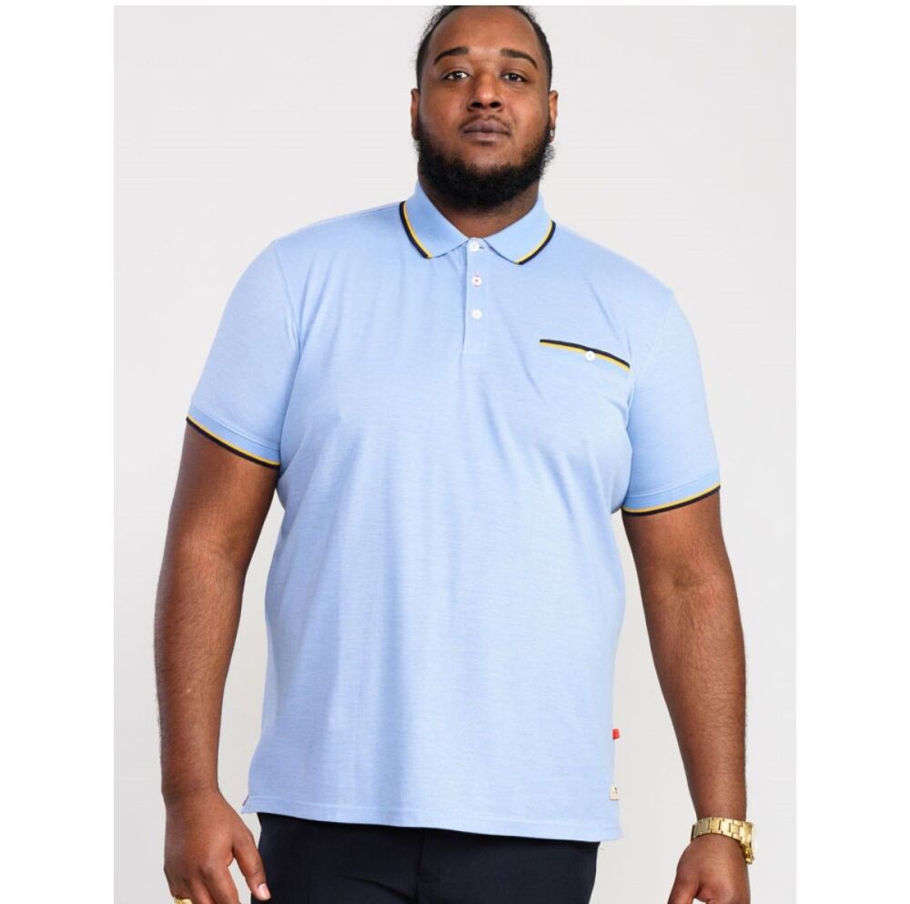 Sky Blue Tipped Collar Polo Shirt with Pocket
