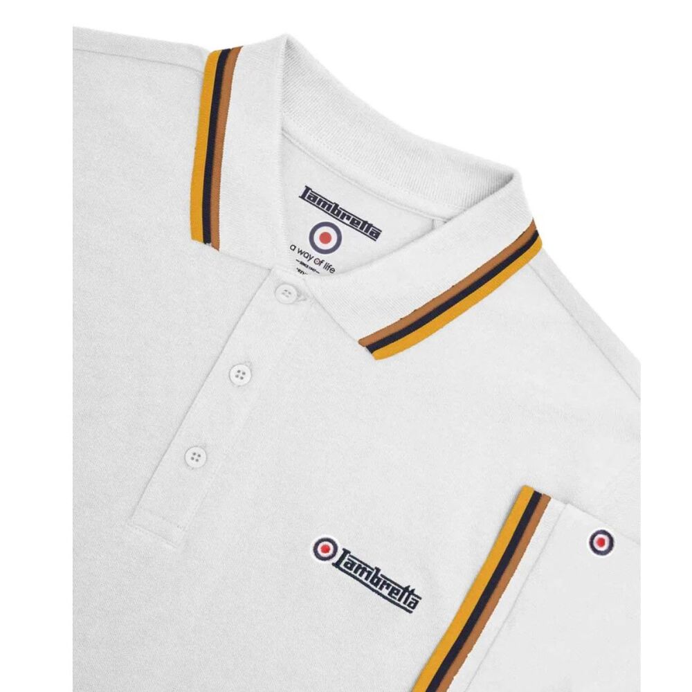 White Triple Tipped Polo Shirt from Lambretta