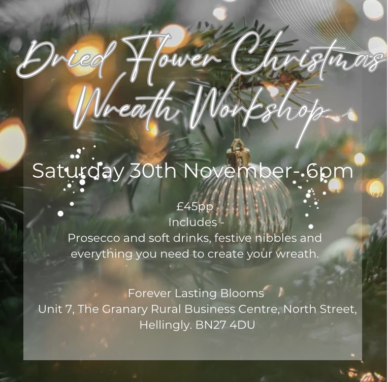 Christmas Wreath Making Workshop 6:00pm Saturday 30th November 2024