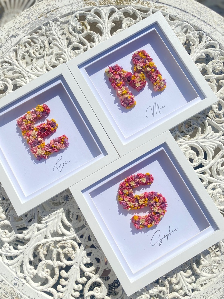 Dried Flowers Name Deep Frame Letter