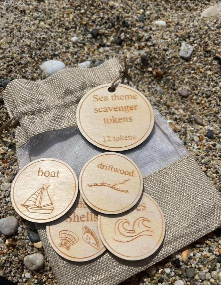 Scavenger tokens beach themed