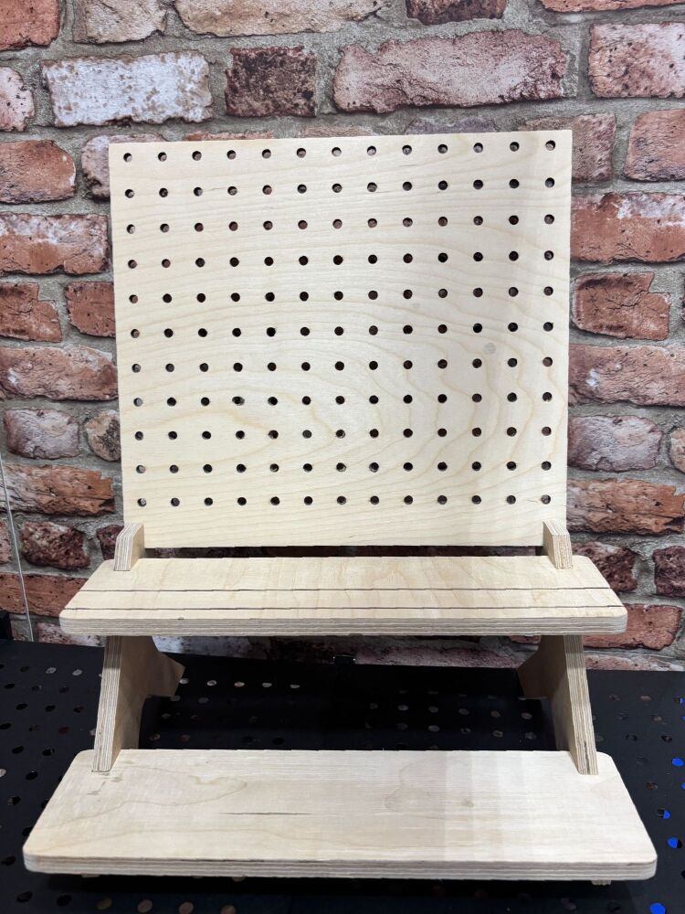 2 tier Wooden Display stand with Pegboard