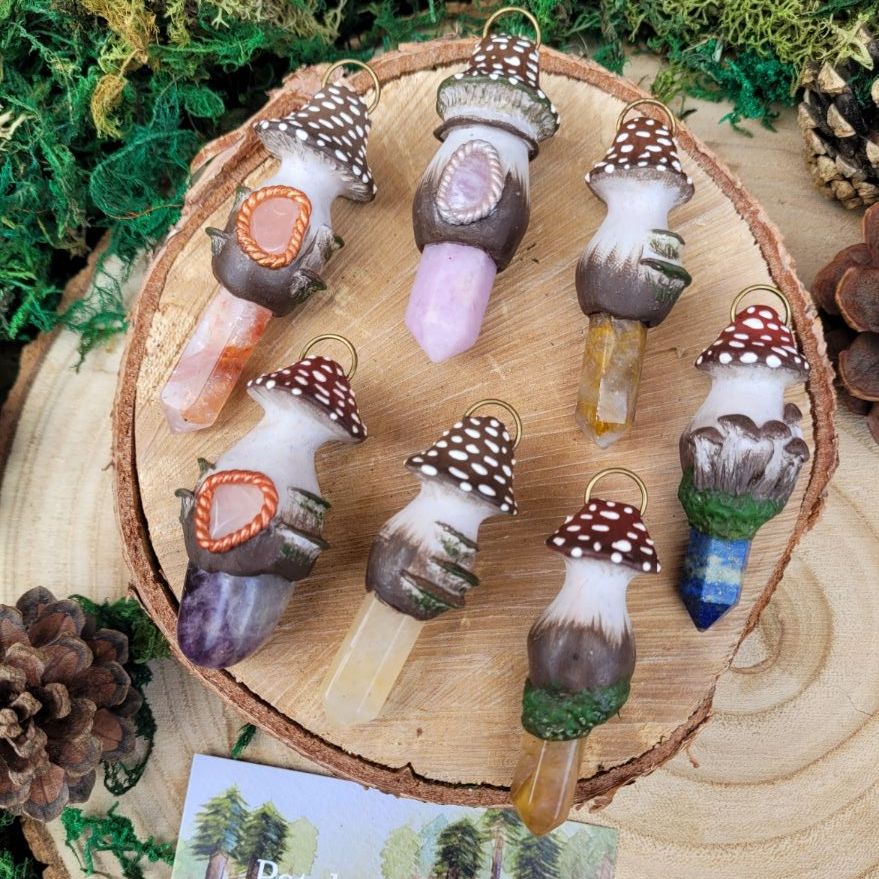 Fairy House Inspired Crystal Point Pendants