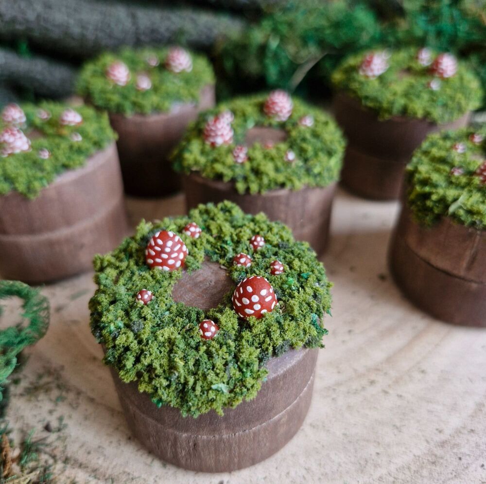 Fairy Ring inspired Toadstool mini wooden pots