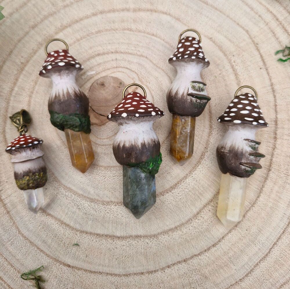 Fairy House Inspired Crystal Point Pendants