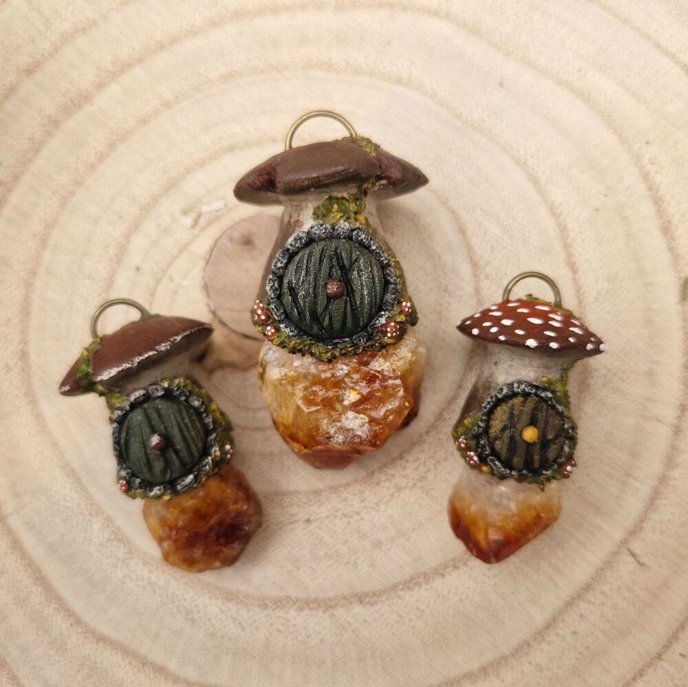 Hobbit door inspired chunky citrine pendants