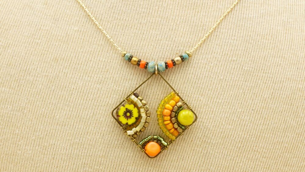 Boho Beaded Handwired Necklace - Citrus