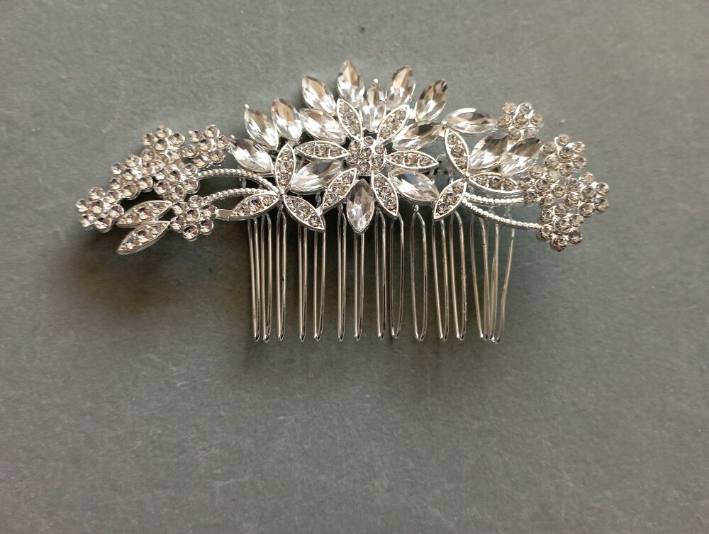 Plum Flower Rhinestone Hair Comb