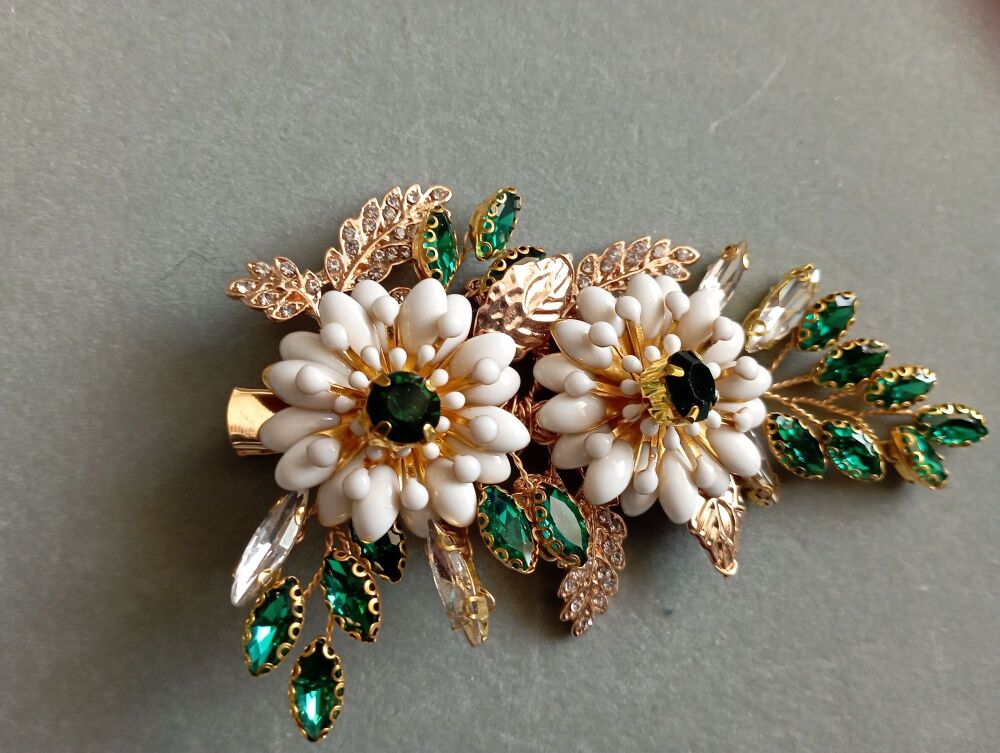 Emerald Rhinestone Comb