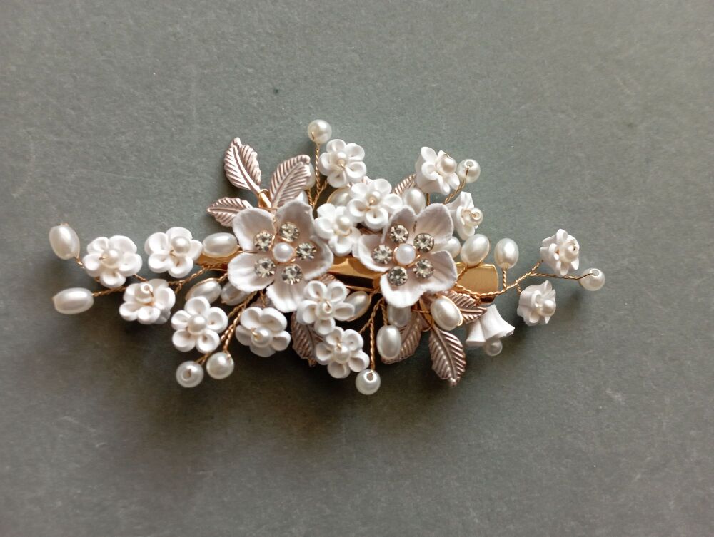 Rose Gold Hair Comb with Rhinestones