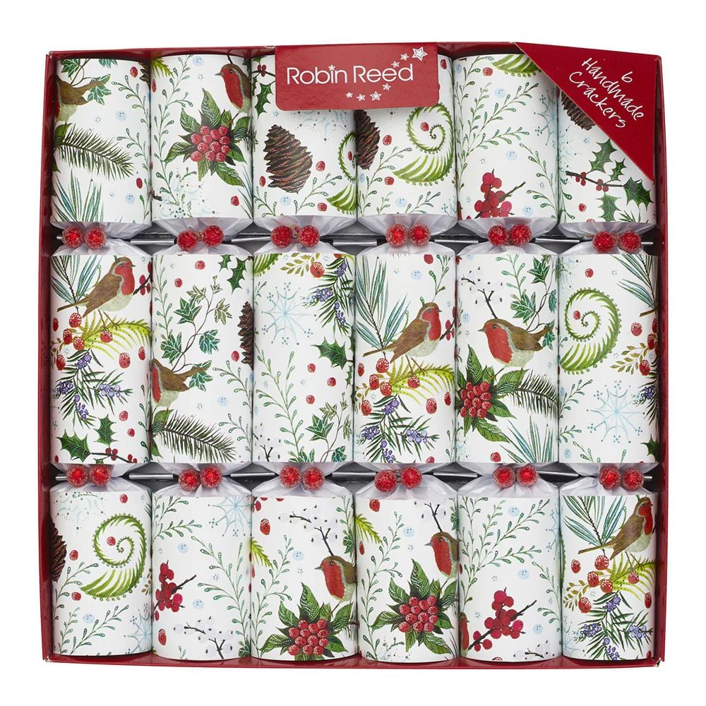 6 x Festive Foliage Premium Robin Reed Crackers