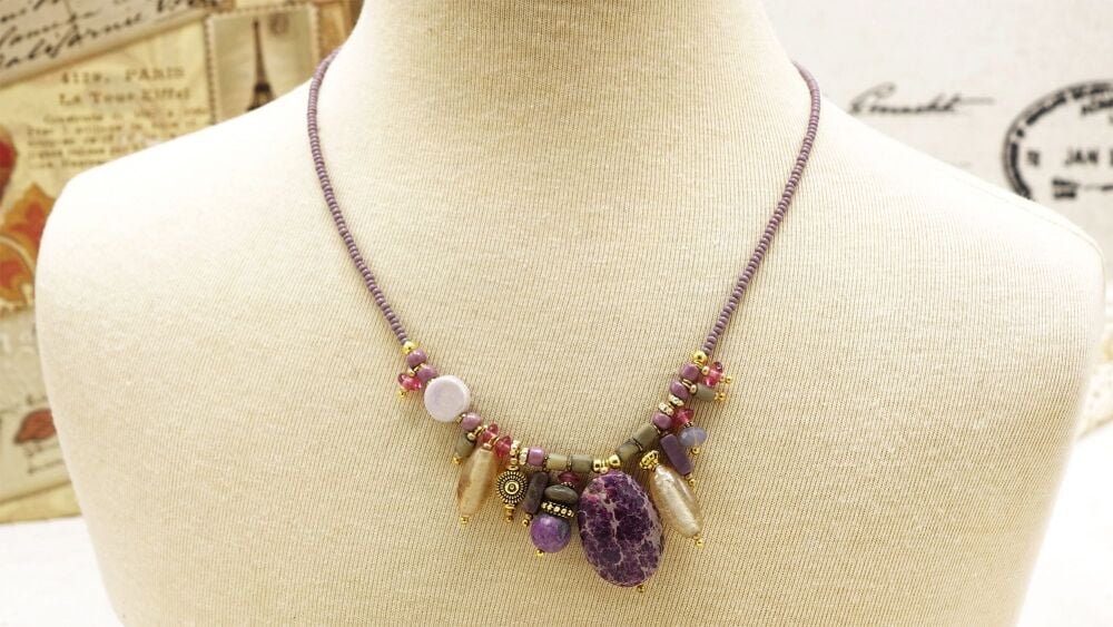 Variscite Gemstone Necklace Purple