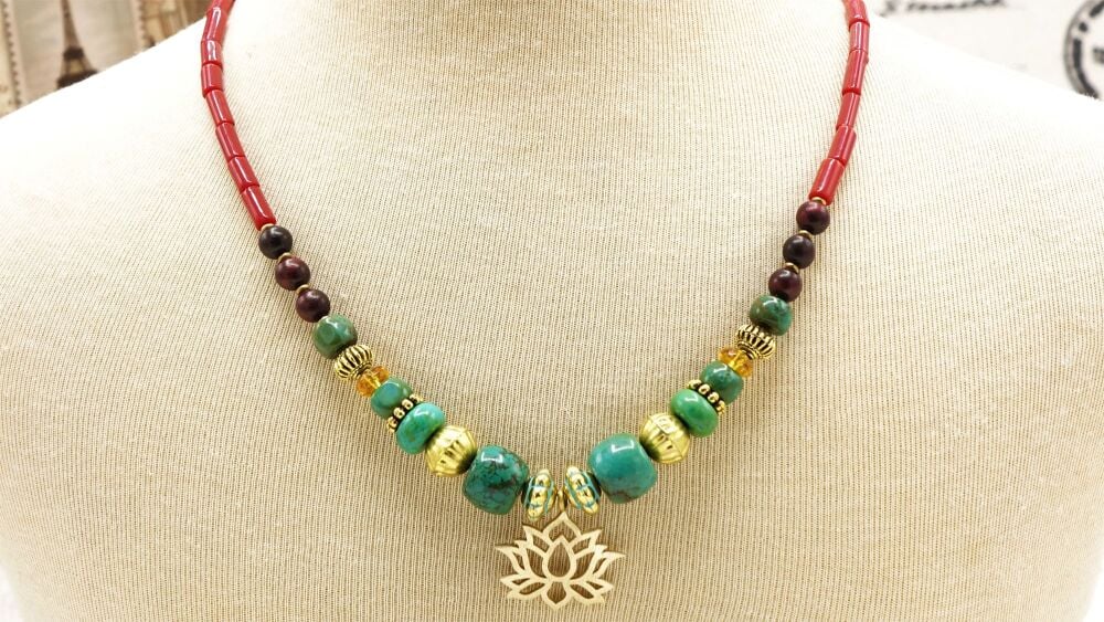 Lotus Flower Boho Beaded Necklace