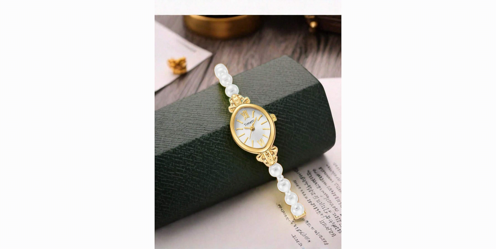 Pearl and Gold Oval Watch