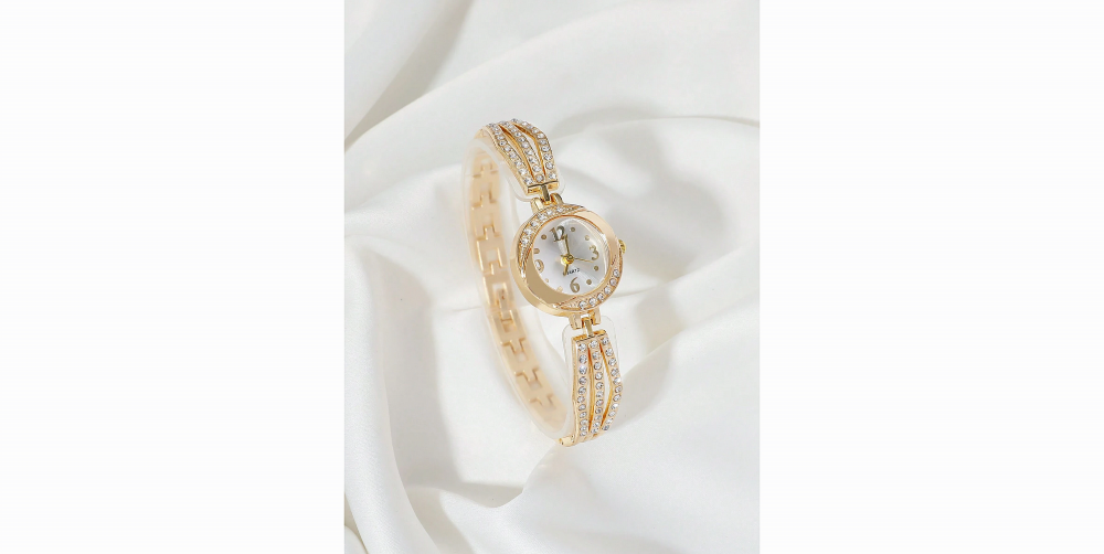 Gold Art Deco watch with Rhinestones