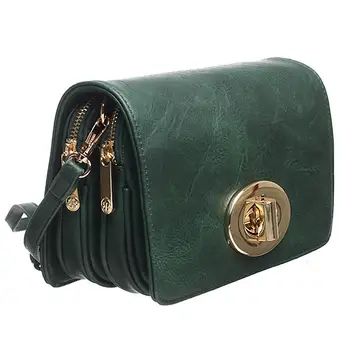 Vintage Flap Over Cross Body Bag - Forest Green