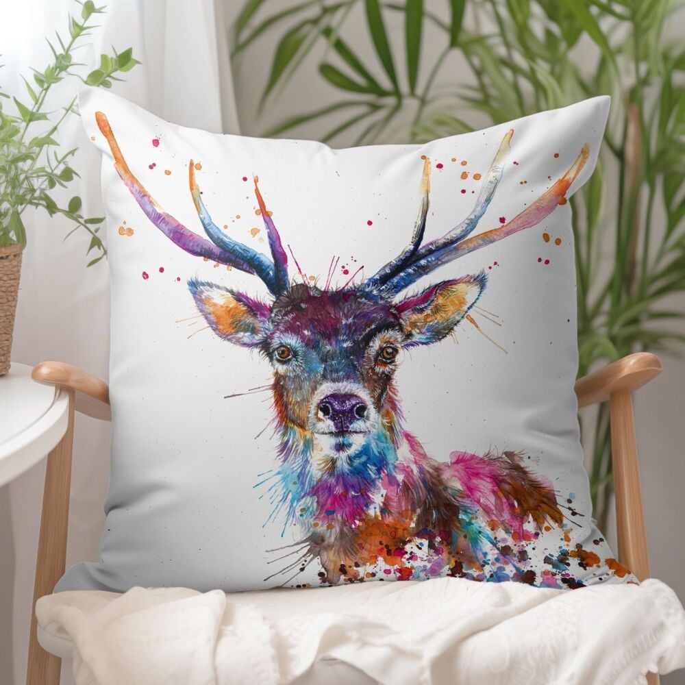 Splatter Rainbow Stag Cushion