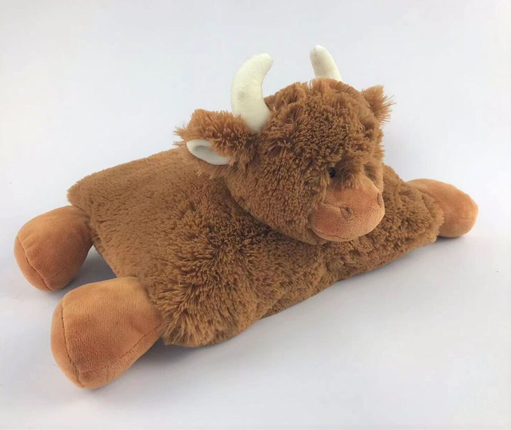 Jomanda Highland Cow Plush Baby Soft Cushion Pillow Brown