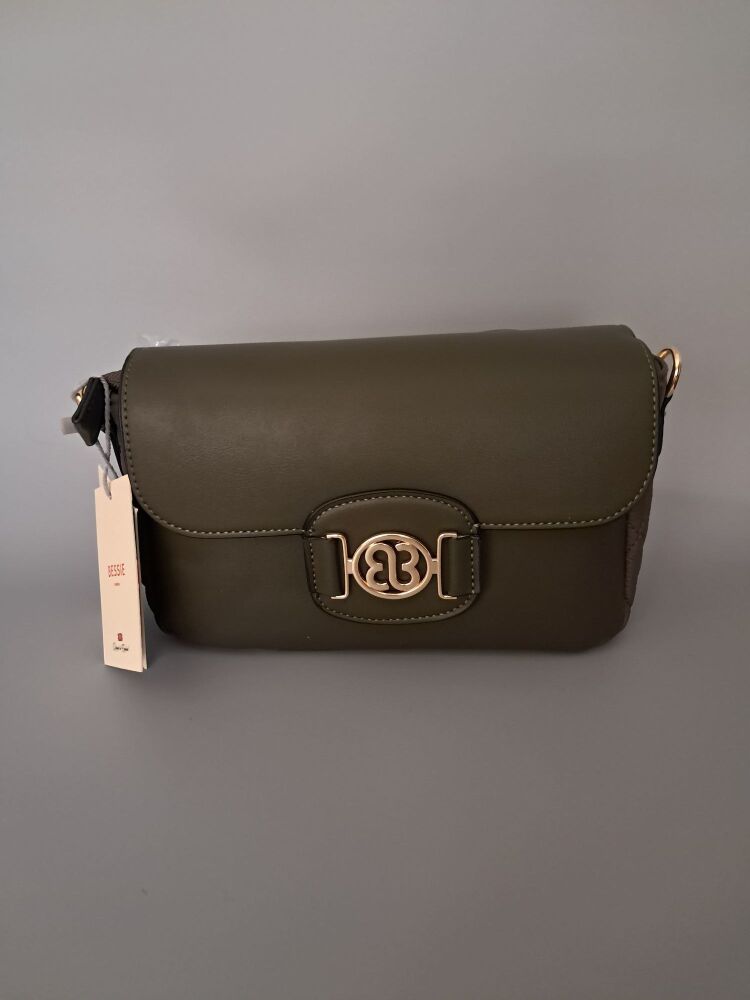 Quilted Flap Over Bag - Olive Green