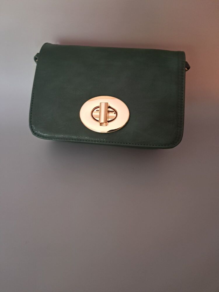 Vintage Flap Over Cross Body Bag - Forest Green