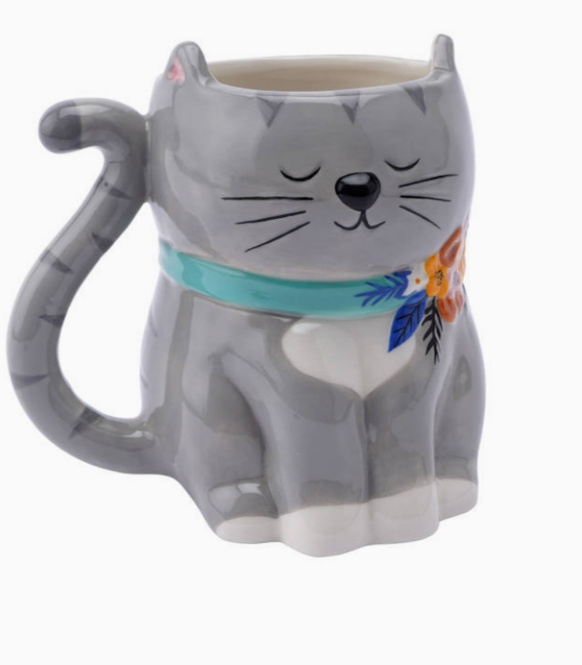 Floral Prints Kitten Snack Mug