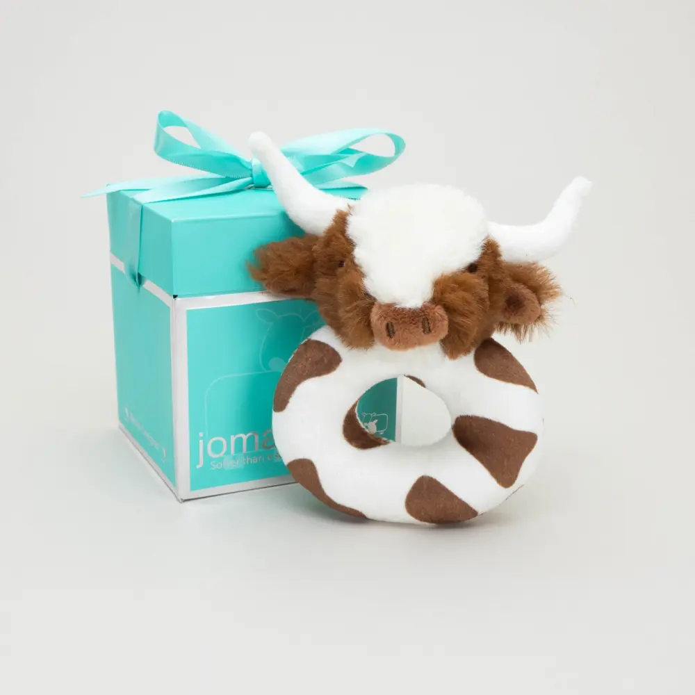 Jomanda Texas Longhorn Brown Cow Baby Plush Rattle 10cm