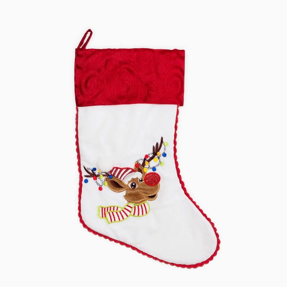 'Rudi' the Reindeer White Stocking
