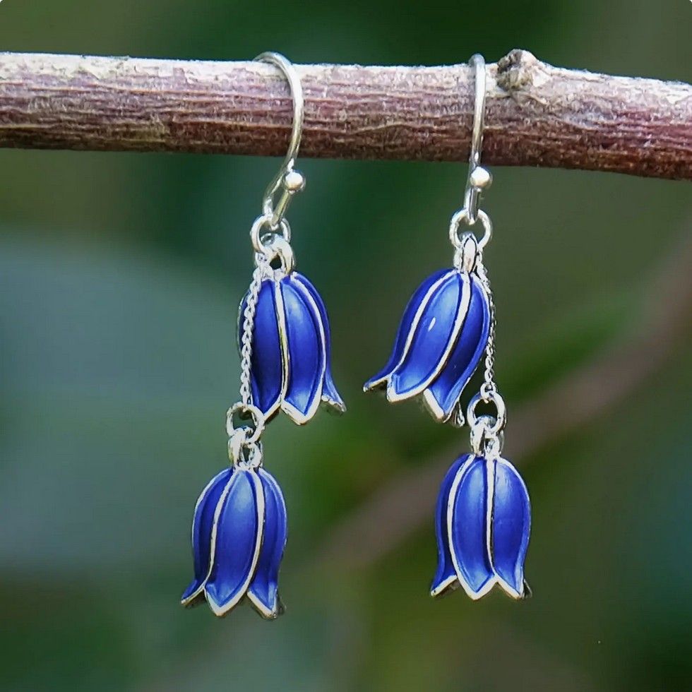 Bluebell Flower Drop Hook Earrings