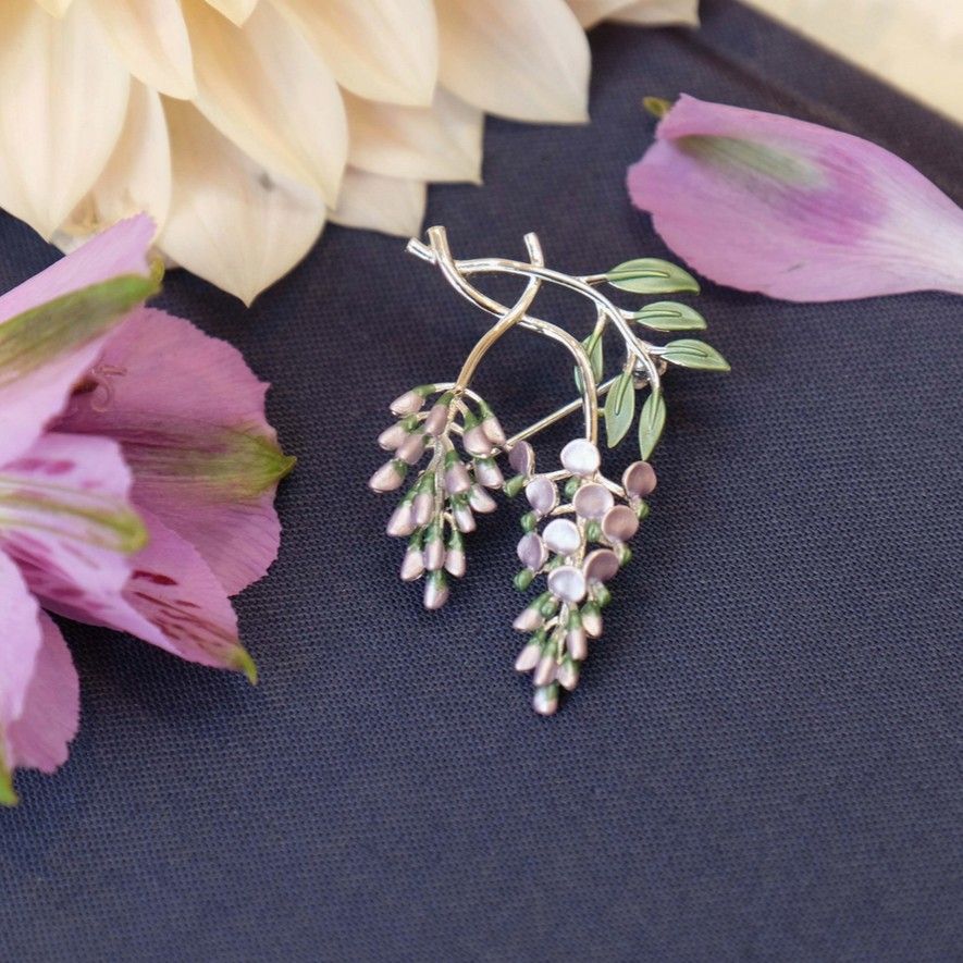 Wisteria Lilac Flower Brooch